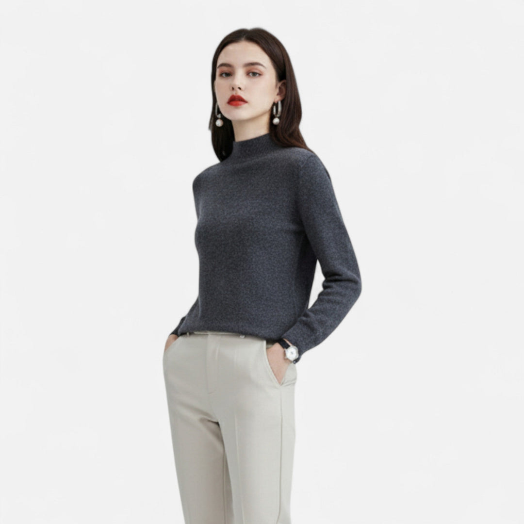 Ava | Womens Mock Neck Long Sleeve Relaxed Jumper