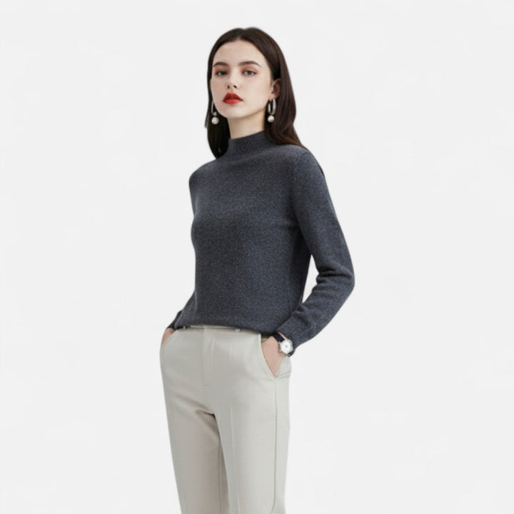 Ava | Womens Mock Neck Long Sleeve Relaxed Jumper
