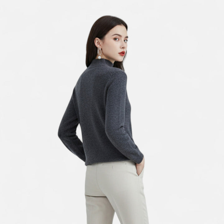 Ava | Womens Mock Neck Long Sleeve Relaxed Jumper