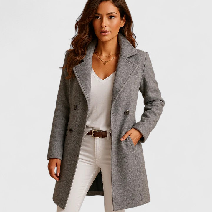Ava | Womens Wool Blend Single Breasted Knee Length Coat