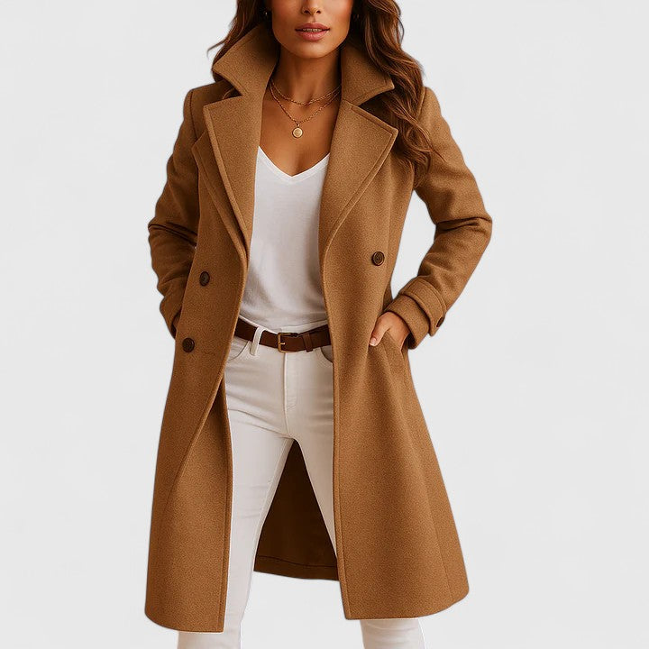 Ava | Womens Wool Blend Single Breasted Knee Length Coat