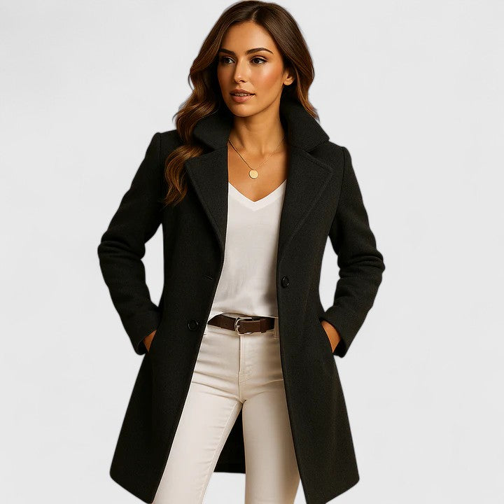 Ava | Womens Wool Blend Single Breasted Knee Length Coat