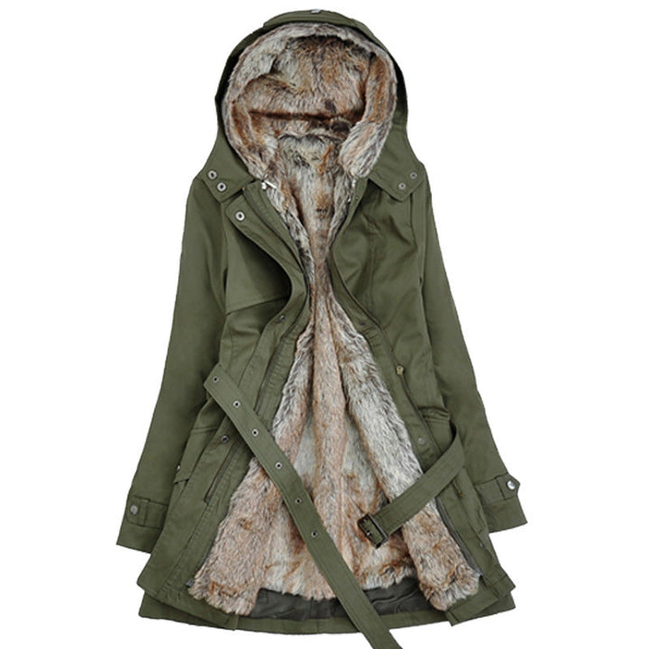 Ava | Womens Zip Hooded Belted Parka Coat