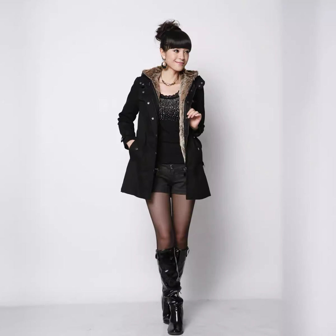 Ava | Womens Zip Hooded Belted Parka Coat