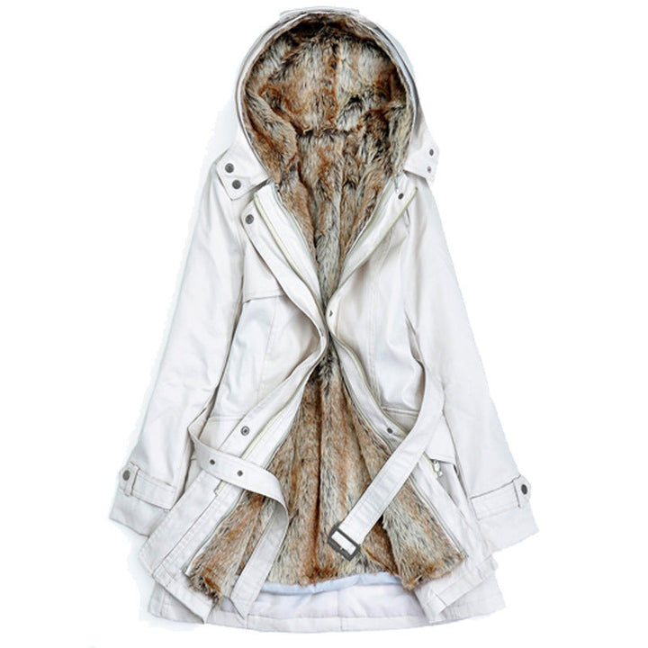 Ava | Womens Zip Hooded Belted Parka Coat