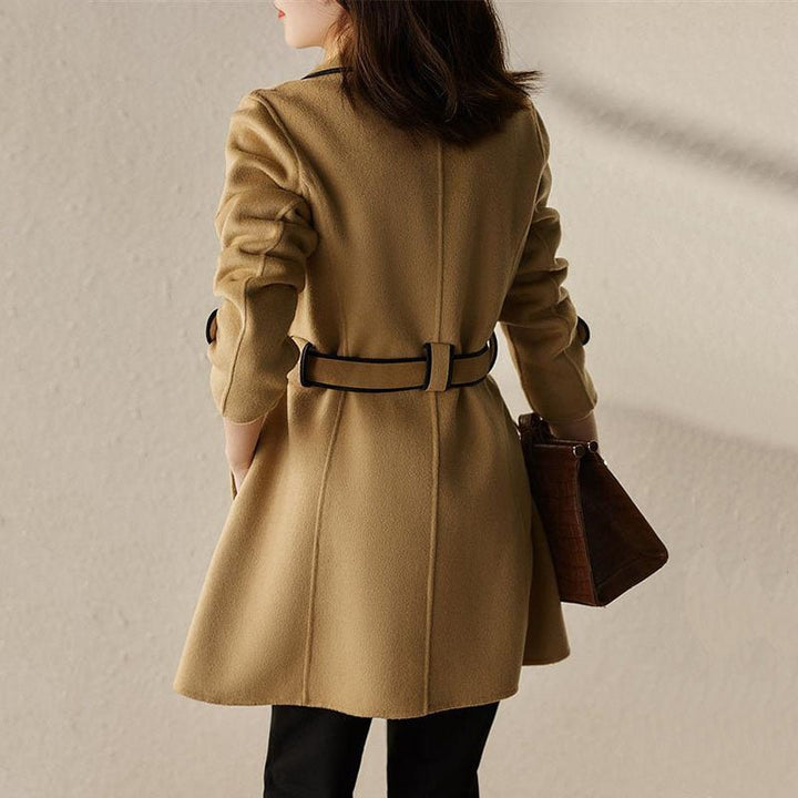 Clemmie | Wrap Coat with Piping Belted Waist