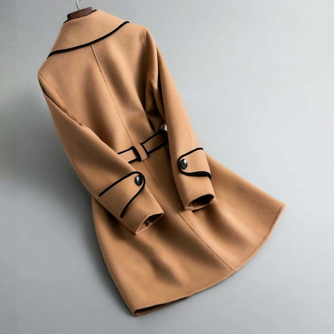 Clemmie | Wrap Coat with Piping Belted Waist