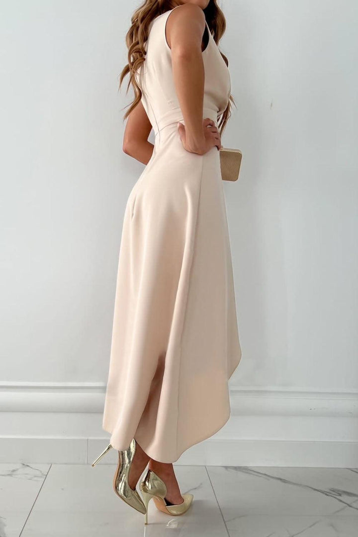 Beatrice | Wedding Guest Sleeveless Wrap Midi Dress