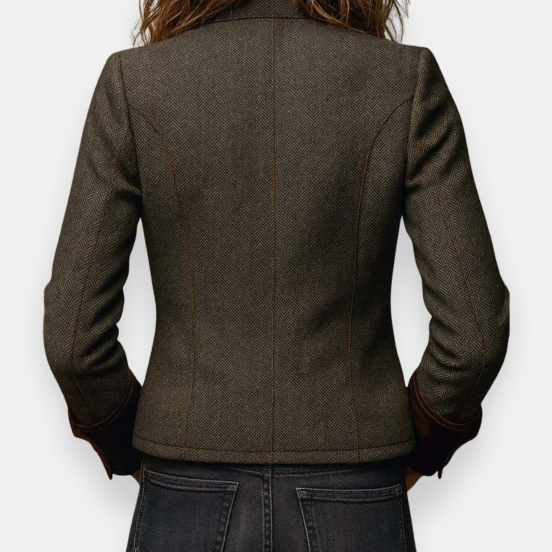 Beatrice | Womens Fitted Herringbone Tweed Collared Jacket