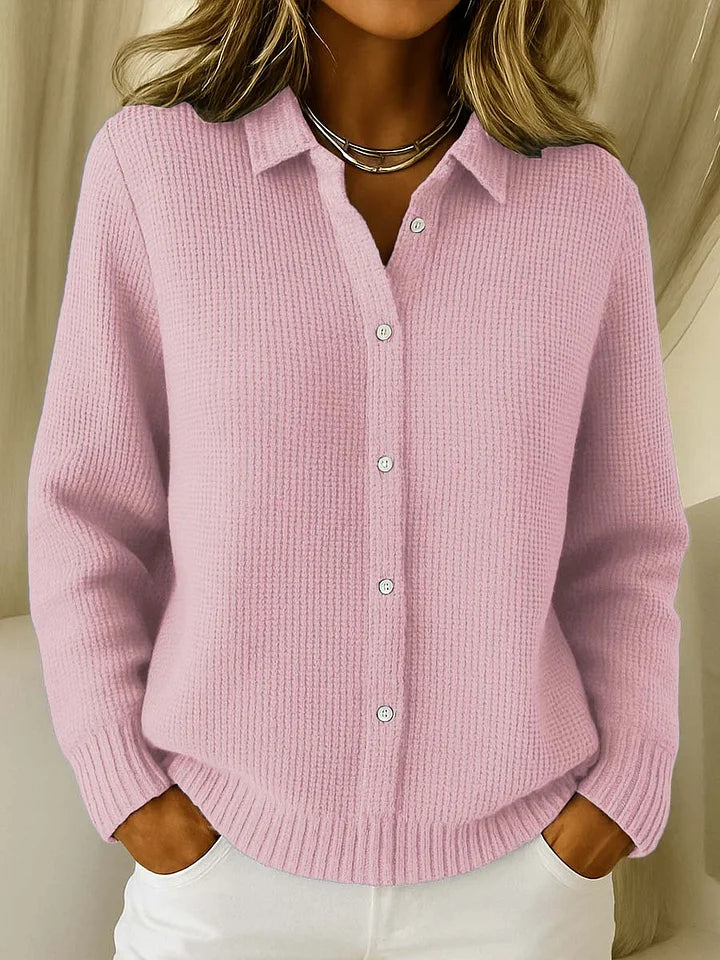Beatrice | Womens Long Sleeve Button Up Collared Knit Shirt