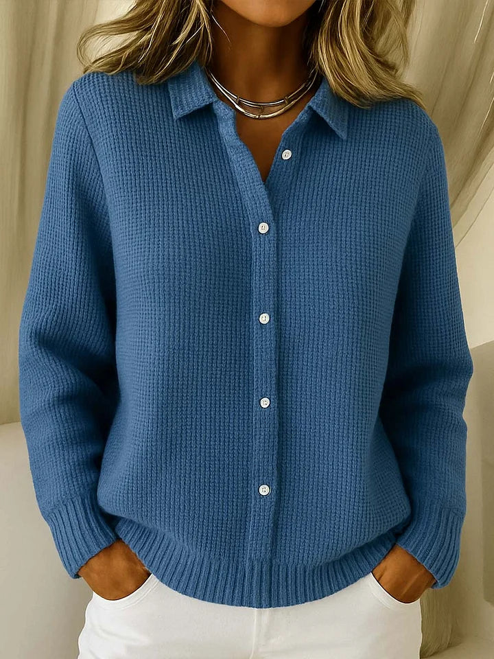 Beatrice | Womens Long Sleeve Button Up Collared Knit Shirt
