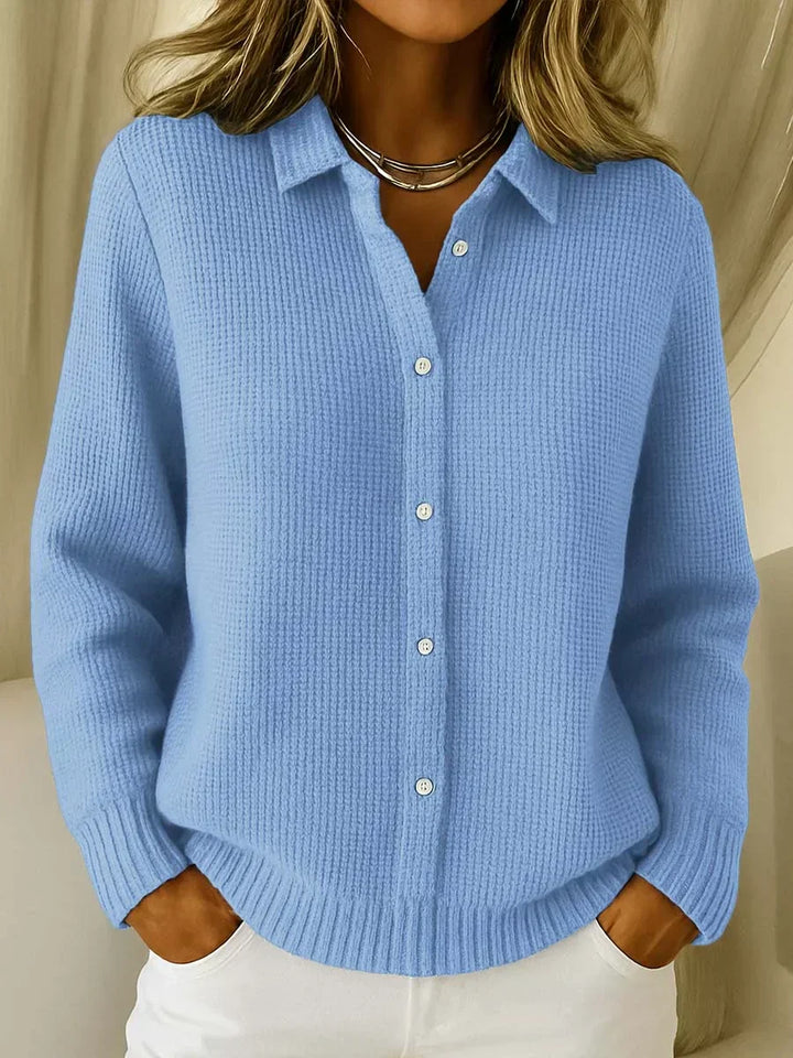 Beatrice | Womens Long Sleeve Button Up Collared Knit Shirt