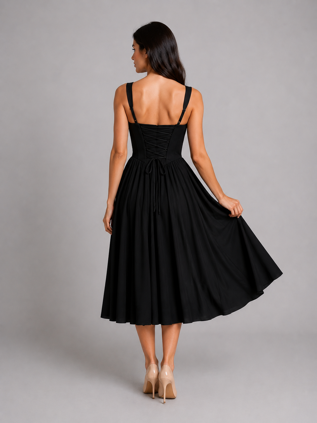 Beatrice | Womens Sleeveless Sweetheart Pleated Midi Skirt Dress