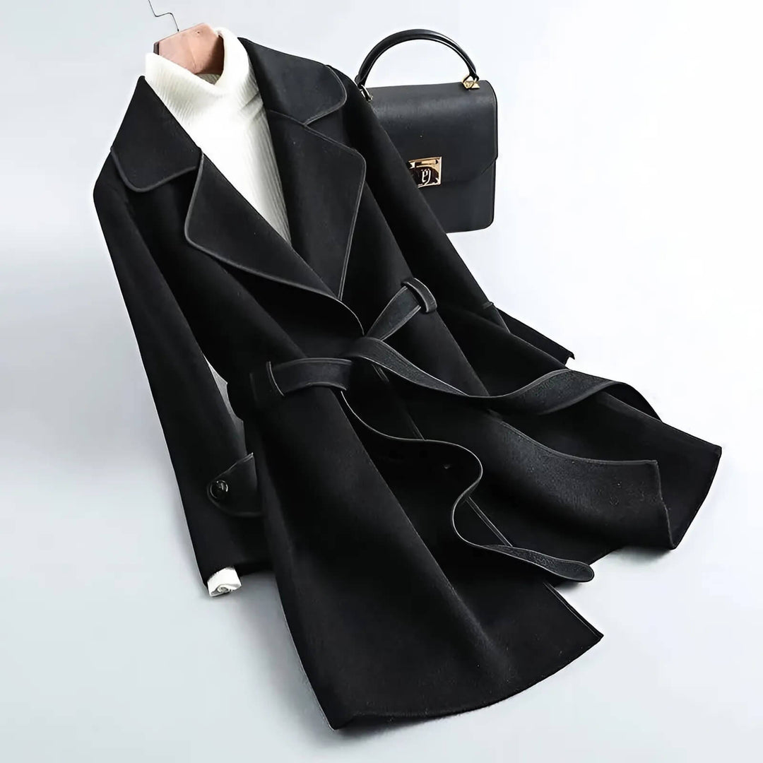 Clemmie | Wrap Coat with Piping Belted Waist