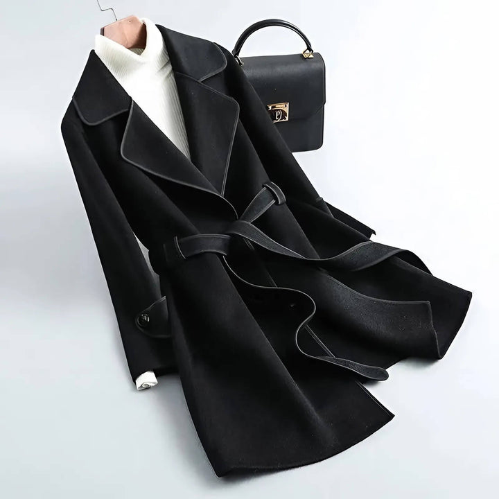 Clemmie | Wrap Coat with Piping Belted Waist