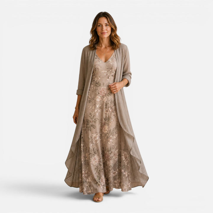 Bronte | Wedding Guest Floral Maxi Dress With Cardigan