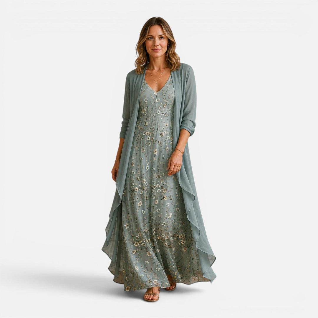 Bronte | Wedding Guest Floral Maxi Dress With Cardigan