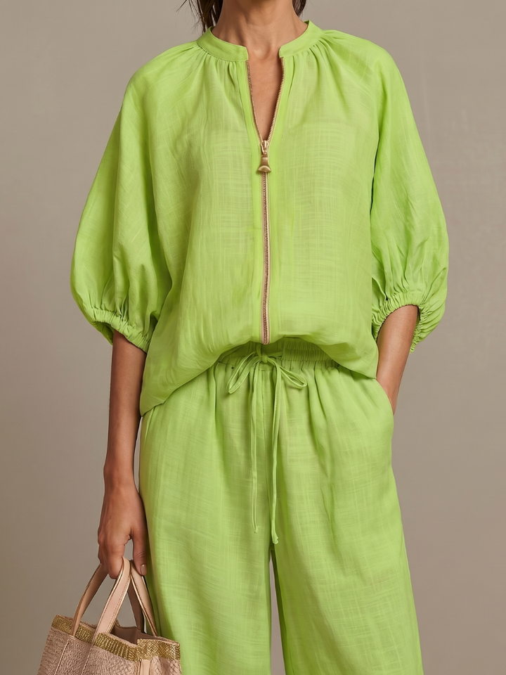 Bronte | Womens V Neck Zip Blouse Going Out Top