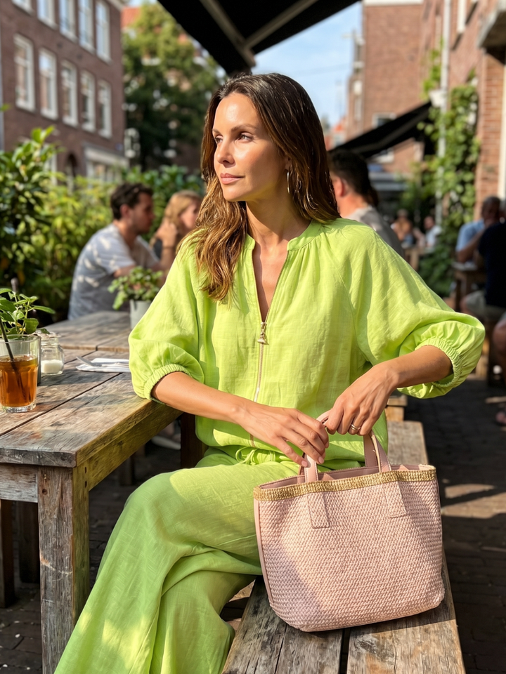 Bronte | Womens V Neck Zip Blouse Going Out Top