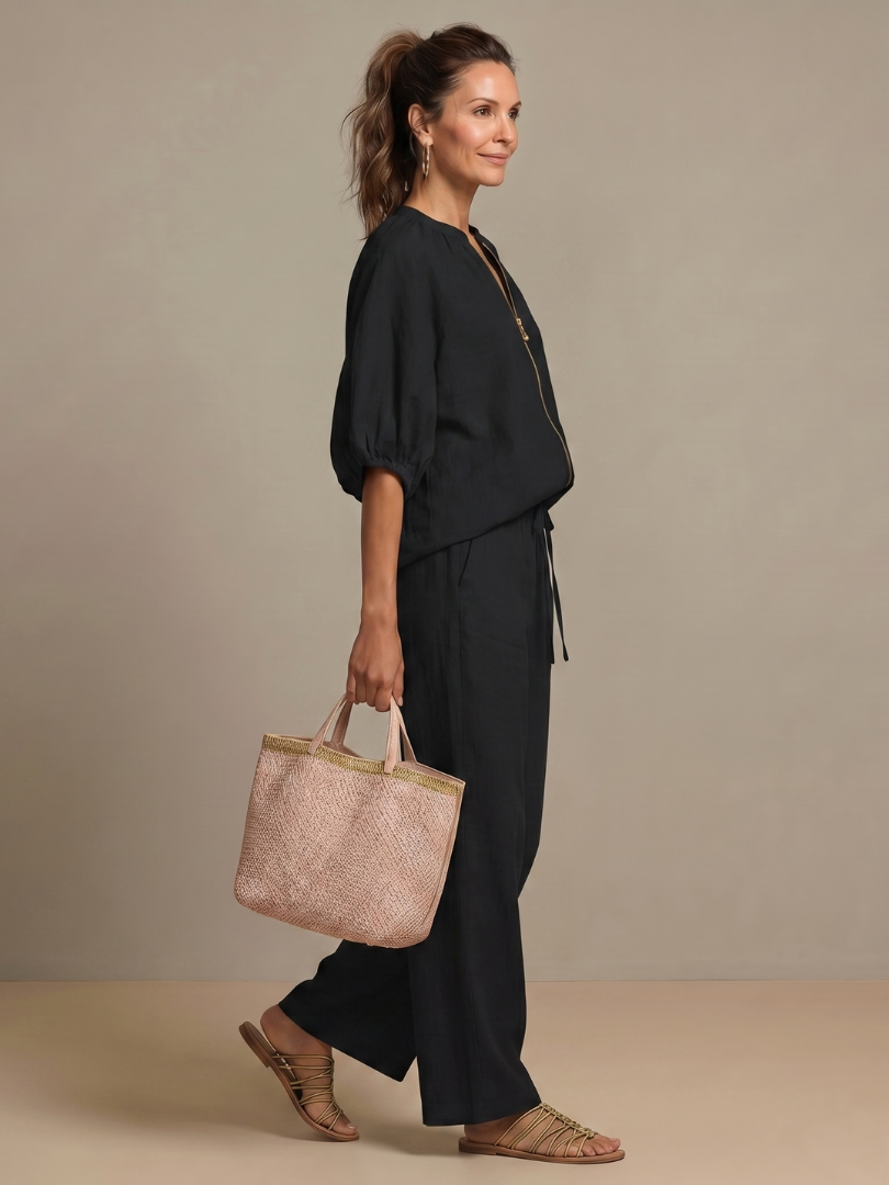 Bronte | Womens V Neck Zip Blouse Going Out Top