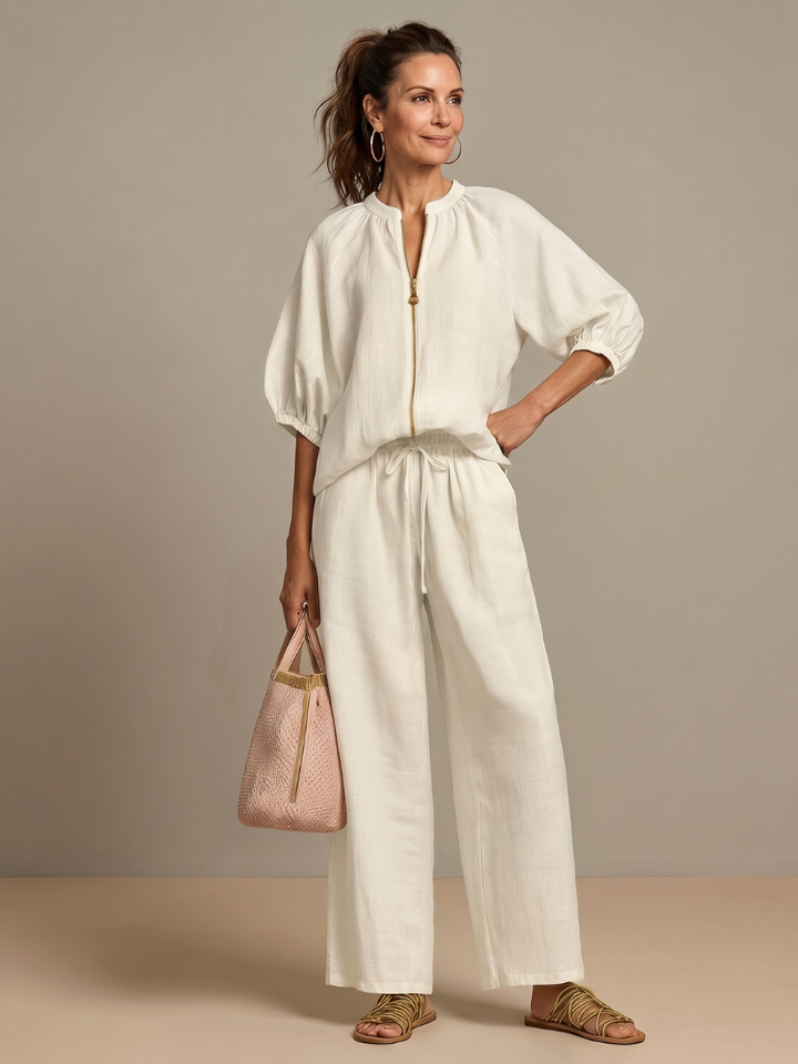 Bronte | Womens V Neck Zip Blouse Going Out Top