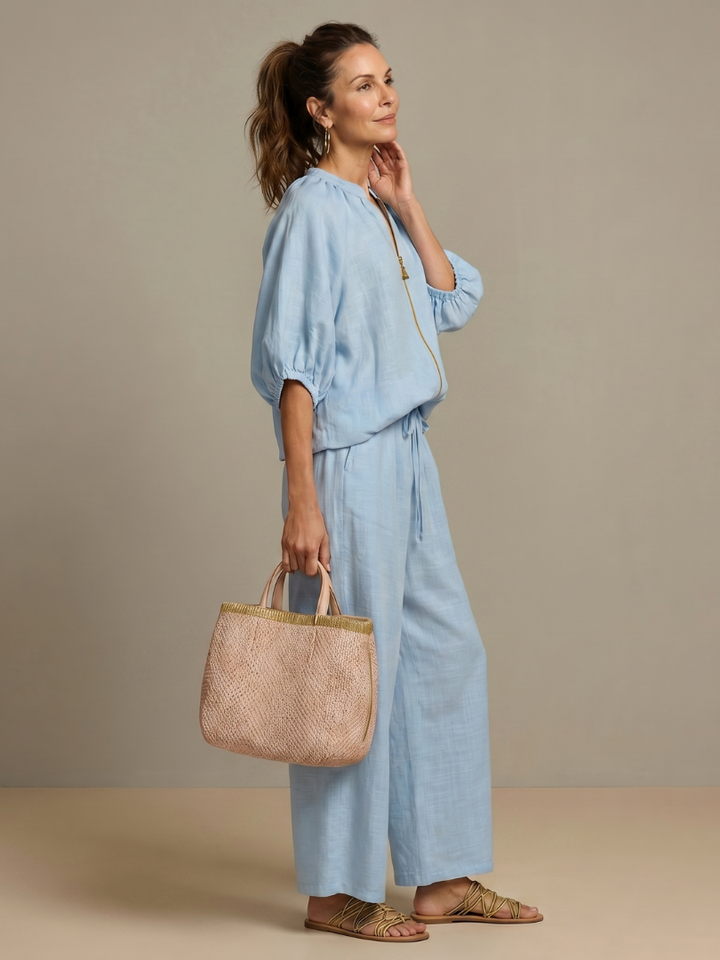 Bronte | Womens V Neck Zip Blouse Going Out Top