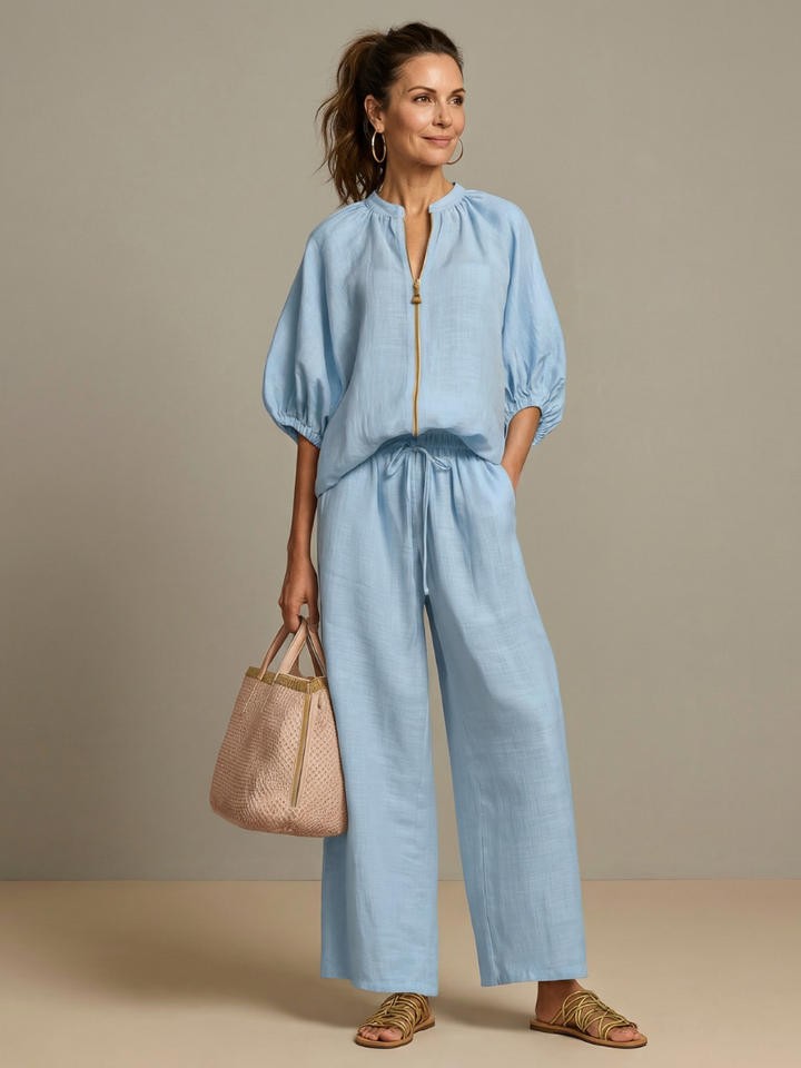 Bronte | Womens V Neck Zip Blouse Going Out Top