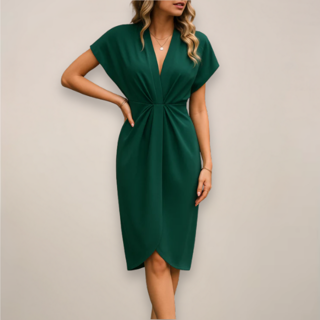 Bronte | Womens Wedding Guest Wrap Midi Dress Short Sleeve