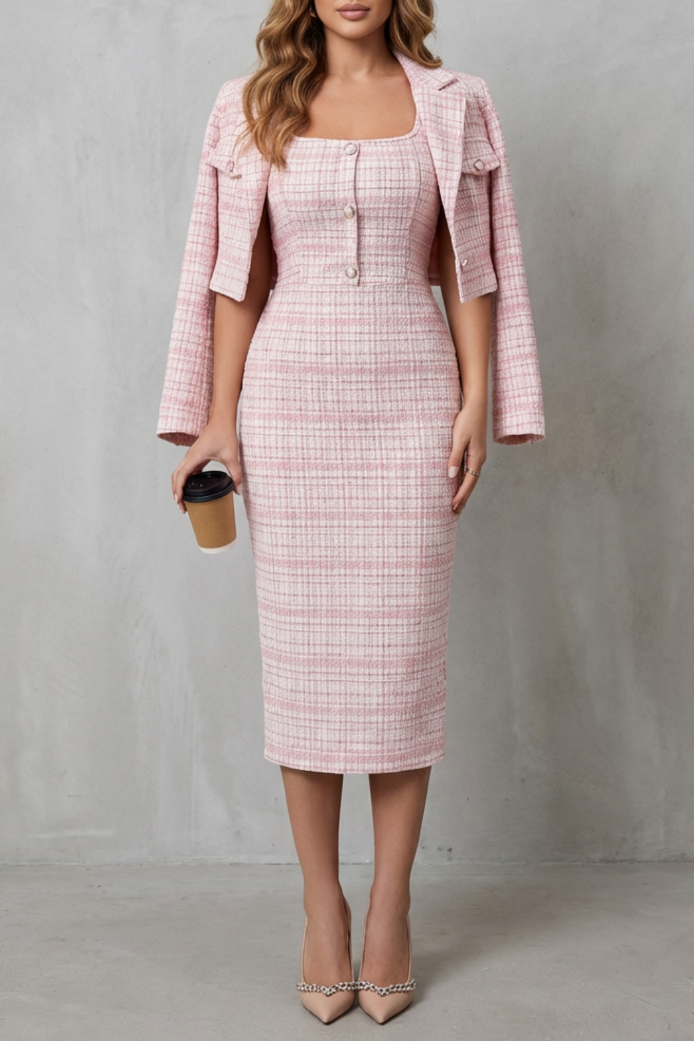 Margot | Tweed Blazer &amp; Midi Dress Co-Ord Set