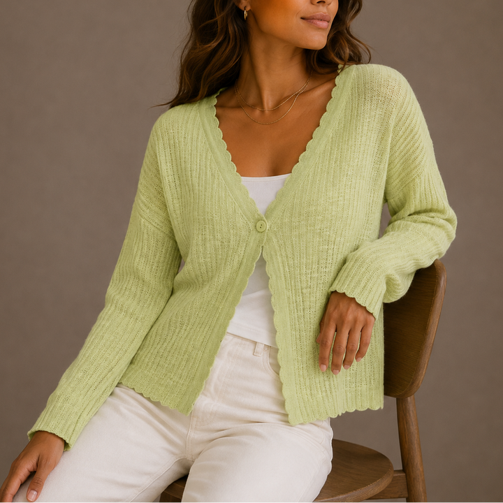 Grace | Knit Cardigan V-Neck Button Relaxed Long Sleeve