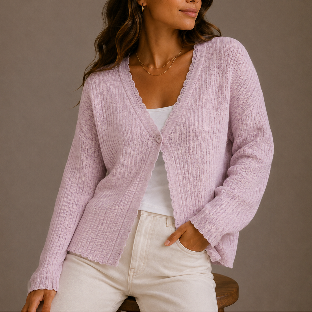 Grace | Knit Cardigan V-Neck Button Relaxed Long Sleeve