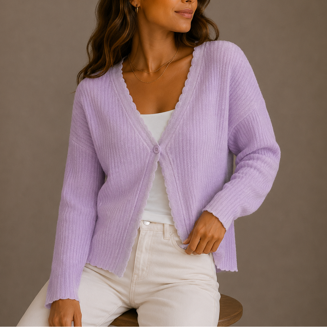 Grace | Knit Cardigan V-Neck Button Relaxed Long Sleeve