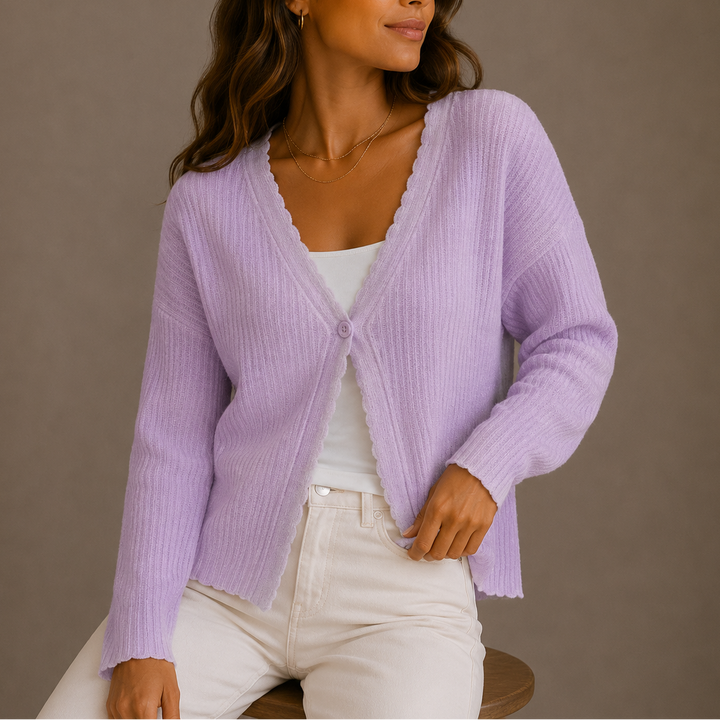Grace | Knit Cardigan V-Neck Button Relaxed Long Sleeve