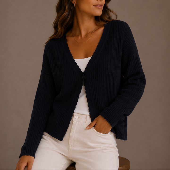Grace | Knit Cardigan V-Neck Button Relaxed Long Sleeve