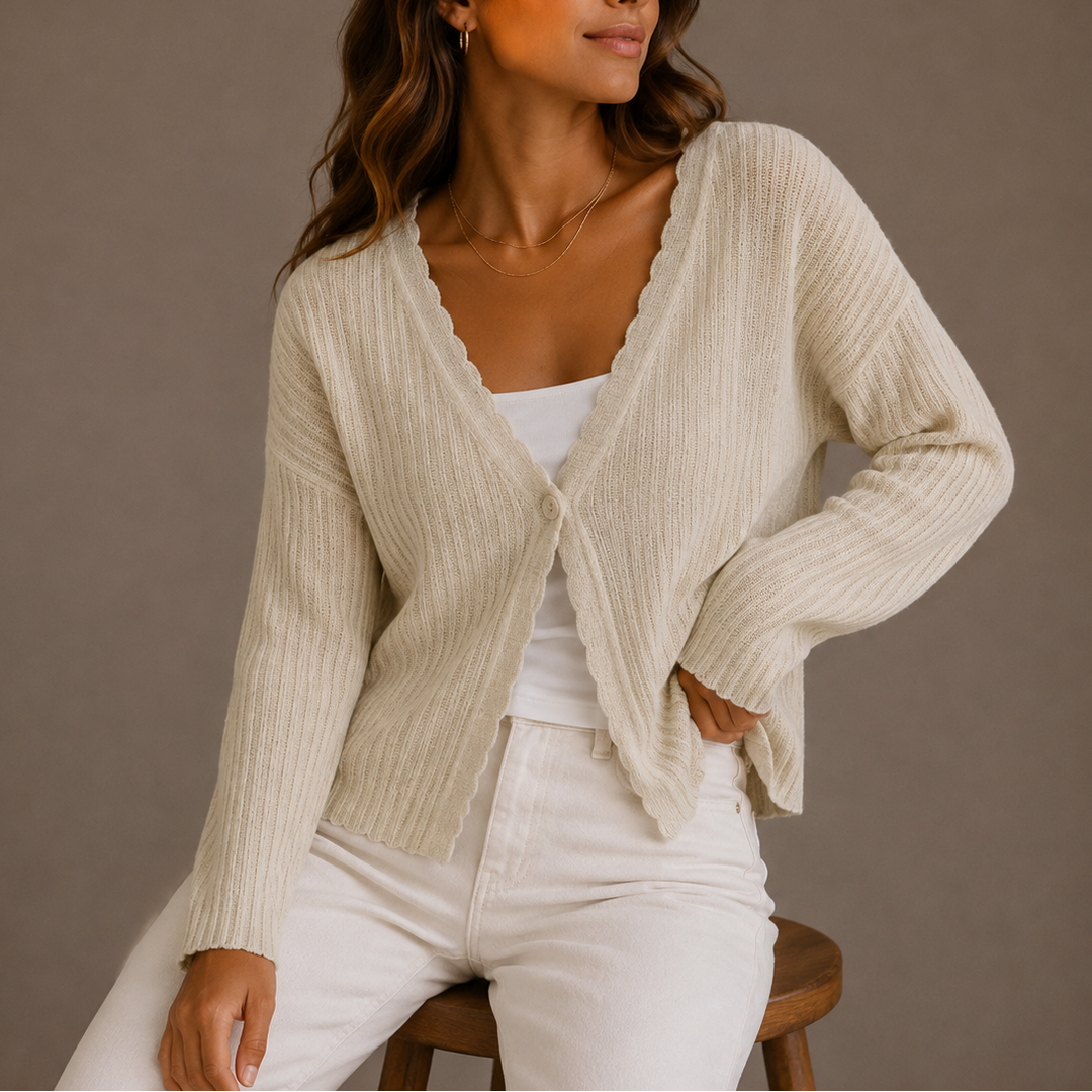 Grace | Knit Cardigan V-Neck Button Relaxed Long Sleeve
