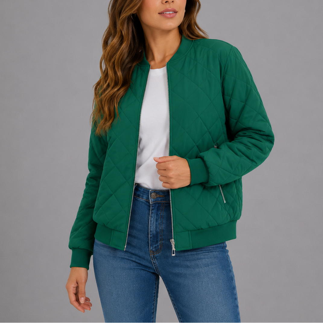 Rosie | Quilted Bomber Jacket Womens Relaxed Zip