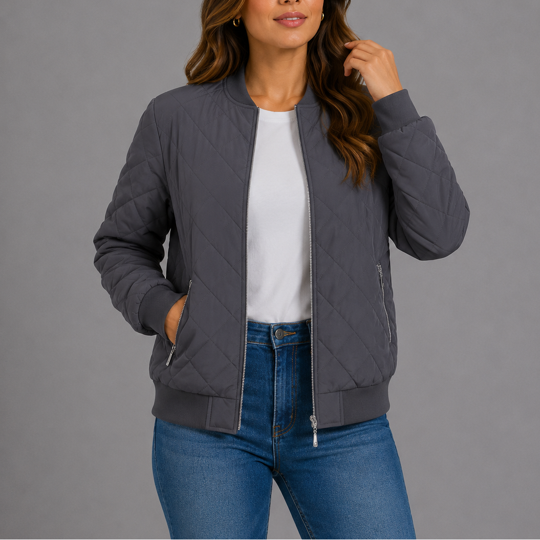 Rosie | Quilted Bomber Jacket Womens Relaxed Zip