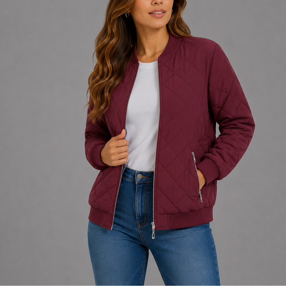Rosie | Quilted Bomber Jacket Womens Relaxed Zip