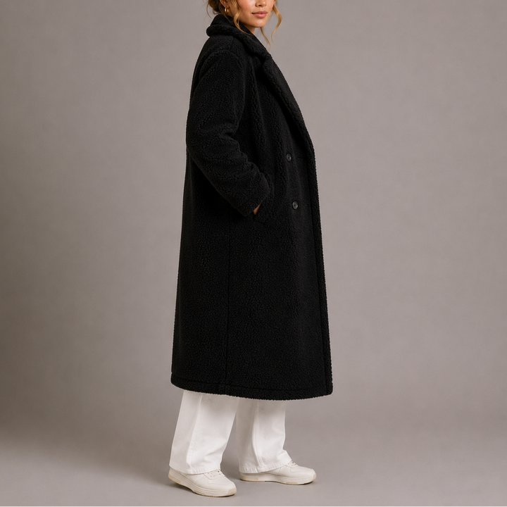 Pippa | Double-Breasted Teddy Coat Maxi