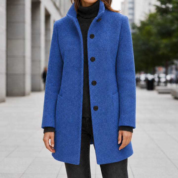 Isla | Wool Blend Button Collared Winter Coat