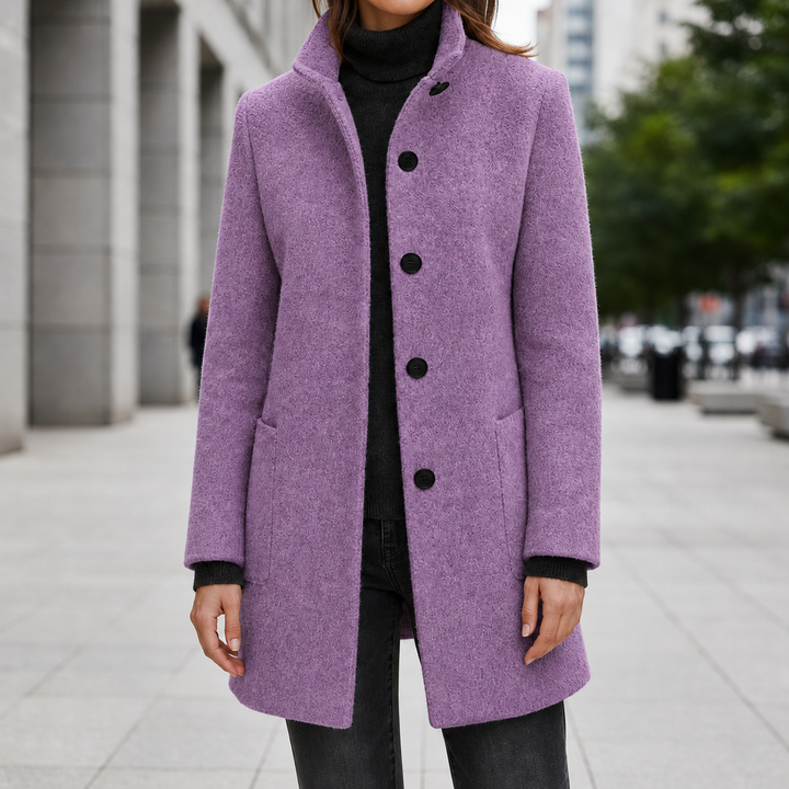 Isla | Wool Blend Button Collared Winter Coat