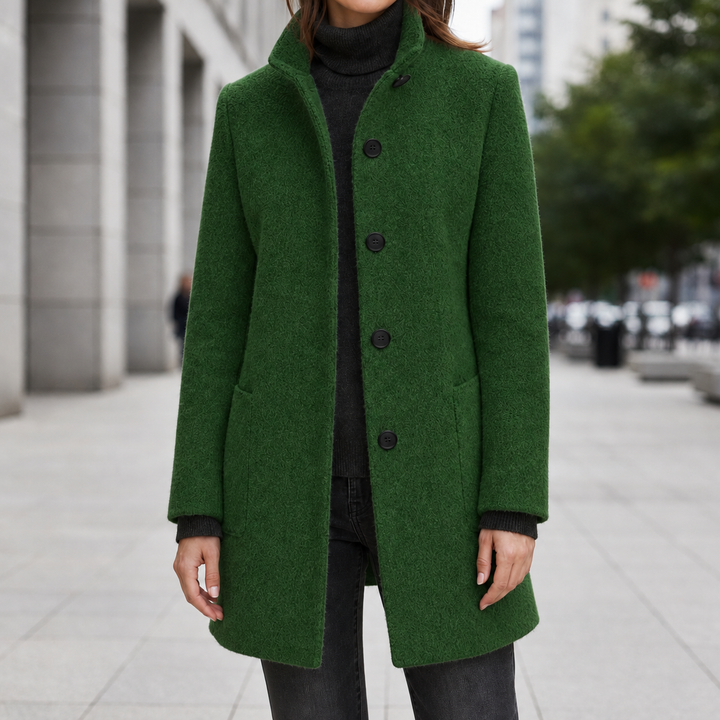 Isla | Wool Blend Button Collared Winter Coat