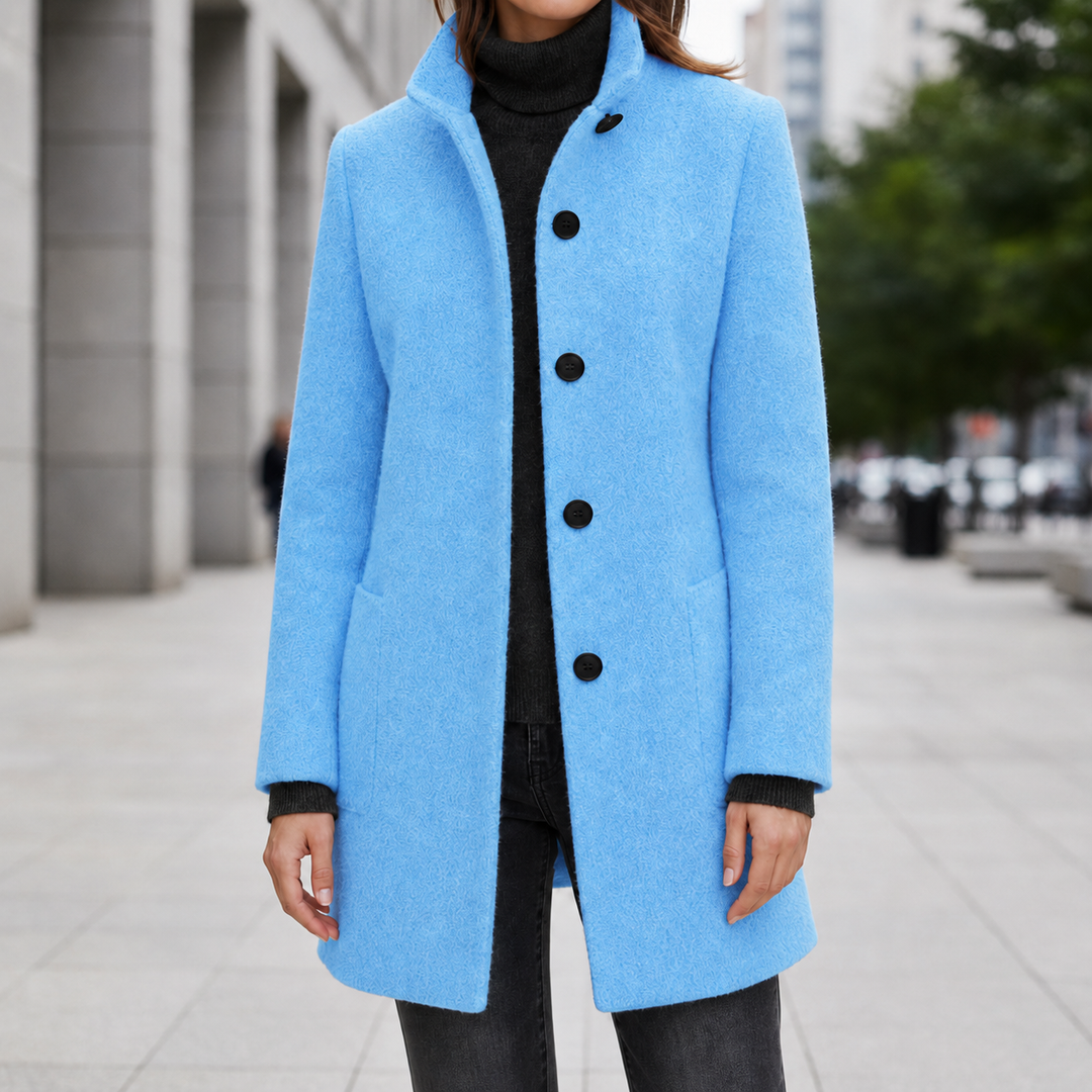 Isla | Wool Blend Button Collared Winter Coat