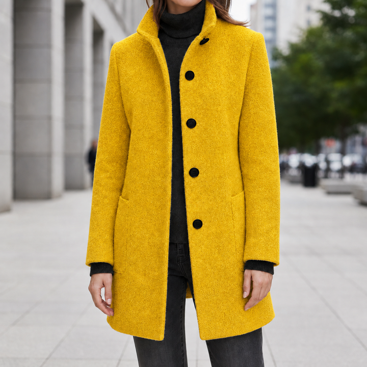 Isla | Wool Blend Button Collared Winter Coat
