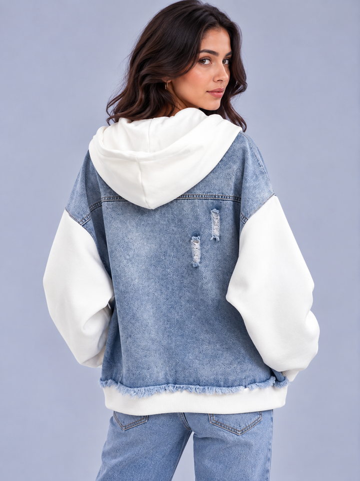 Darcey | Oversized Zip Hooded Denim Jacket