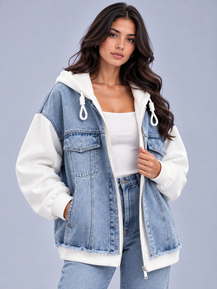 Darcey | Oversized Zip Hooded Denim Jacket