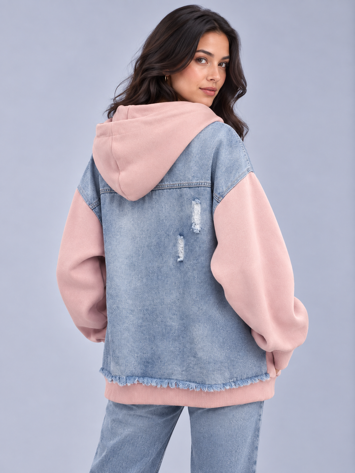 Darcey | Oversized Zip Hooded Denim Jacket