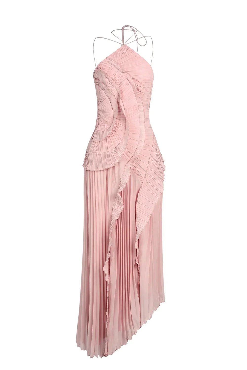 Clemmie | Pink Halter Wedding Guest Maxi Dress