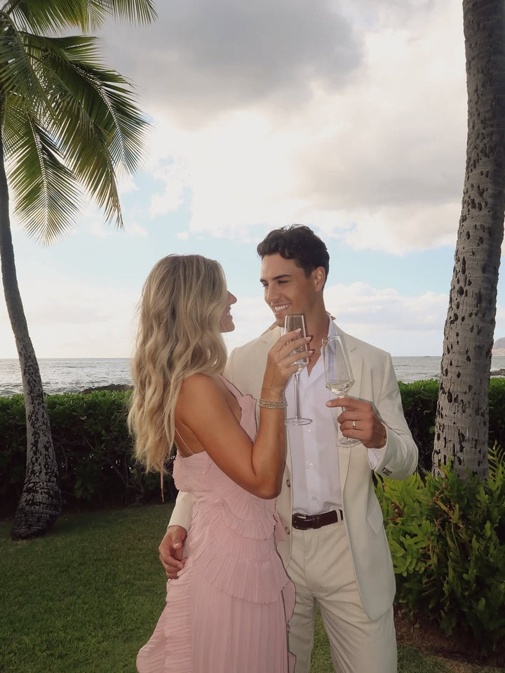 Clemmie | Pink Halter Wedding Guest Maxi Dress