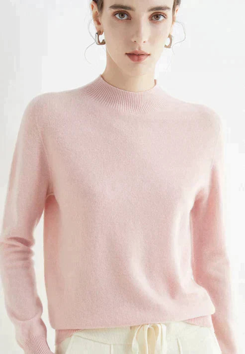 Clemmie | Womens Mock Neck Long Sleeve Relaxed Knit Jumper